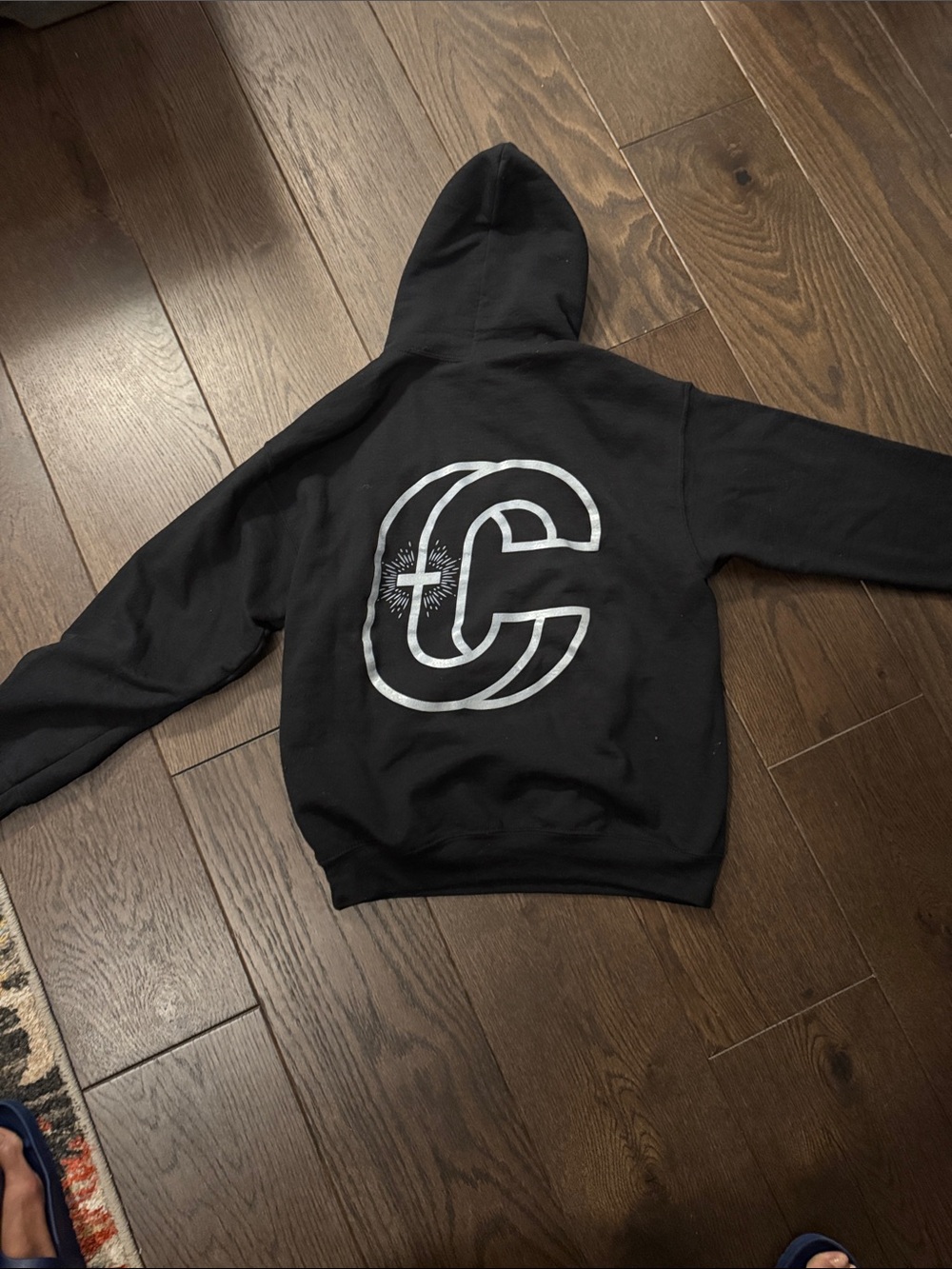 Gildan Black Hoodie with Grey Graphic & Writing “ God’s Plan not Mine”